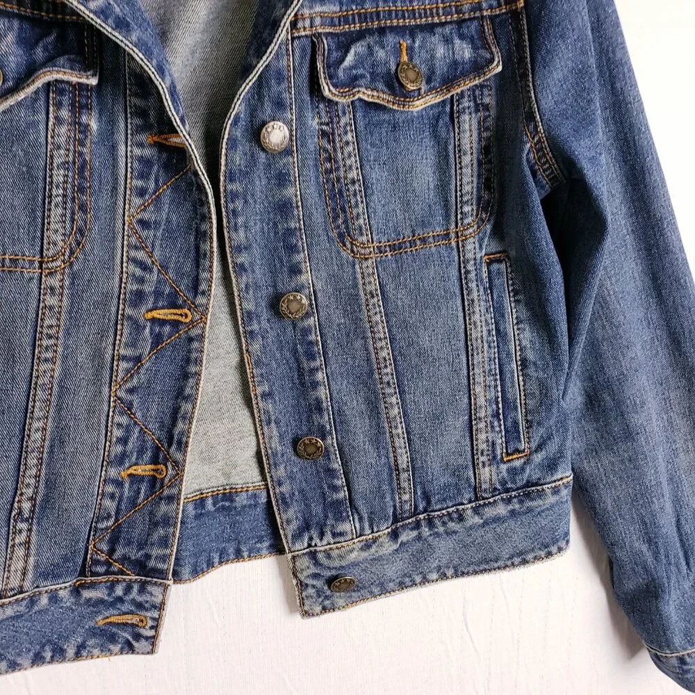 Free People Denim Jacket Jean Distressed Boho size S Casual - Picture 5 of 13